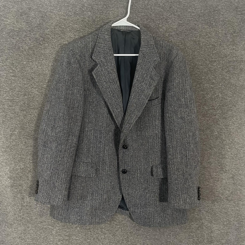Kuppenheimer Harris Tweed Blazer Mens 42 Gray Herringbone Wool Sport Coat USA